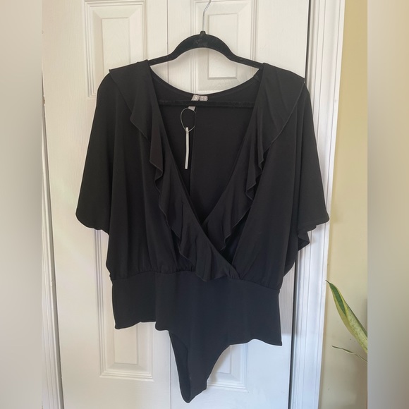 NWT ASOS Curve Angel Sleeve Ruffle Wrap Bodysuit Size 14 - Picture 6 of 8